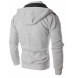 Men's Solid Casual Coat,Cotton / Polyester Long Sleeve-Black / Gray  
