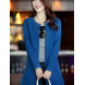 Women's Plus Size Trench Coat,Solid Round Neck Long Sleeve Fall Blue / Red / Beige / Black Polyester Medium  
