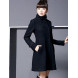 Women's Coat,Solid Long Sleeve Winter Blue / Pink / Black / Gray Wool / Cotton / Others Thick  