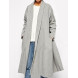 Women's Plus Size Coat,Solid Shirt Collar Long Sleeve Winter Gray Wool Opaque  