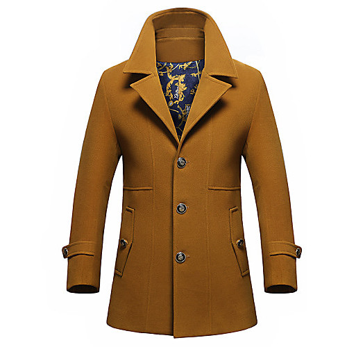 Men's Solid Casual / Work / Sport Coat,Cotton Long Sleeve-Blue / Brown / Multi-color / Tan  