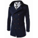 Men's Solid Casual / Work Trench coat,Polyester / Wool Blend Long Sleeve-Black / Blue / Gray  