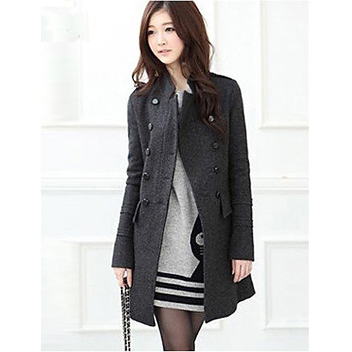 Women cultivate one's morality double-breasted woolen cloth long-sleeved jacket Leisure fashion winter warm coat HOUTW20  