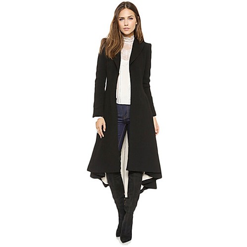 Women's Work Simple Coat,Solid V Neck Long Sleeve Winter Black Acrylic / Polyester Thick  
