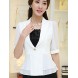 Women's Plus Size Spring Blazer,Solid Notch Lapel ½ Length Sleeve Blue / White / Black Polyester Medium  