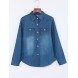 Women's Vintage Shirt Collar Long Sleeve Blue Demin Shirt , Casual  