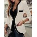 Women's Plus Size All Seasons Blazer,Color Block Long Sleeve White / Black Rayon / Polyester Medium  