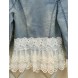Women's Patchwork Blue Lace / Denim Jacket,Plus Size / Vintage  