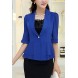 Women's Plus Size Spring Blazer,Solid Notch Lapel ½ Length Sleeve Blue / White / Black Polyester Medium  