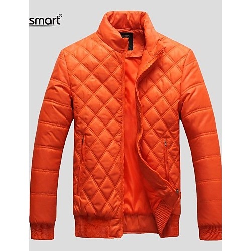 Lesmart® Men's Diamond Lattice Collar Padded Cotton Jacket Retro Fashion men's Warm Jacket  